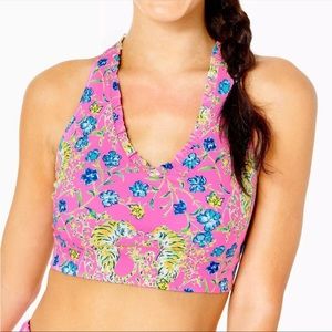 Lilly Pulitzer Lindsay Sports Bra Prosecco Pink Tigress Garden XXS NWT